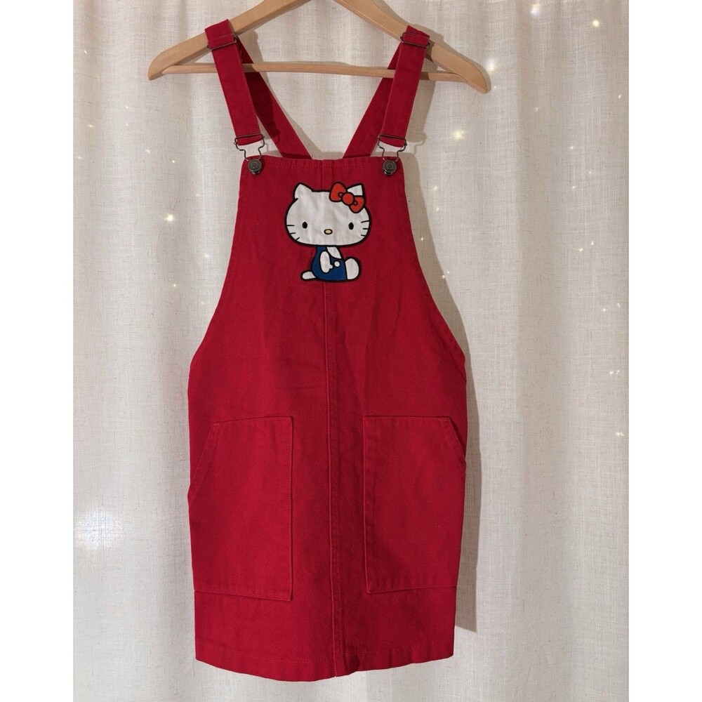 Sanrio Hello Kitty Cosplay Y2K Red Cotton Overall Dress Jumper, Size S